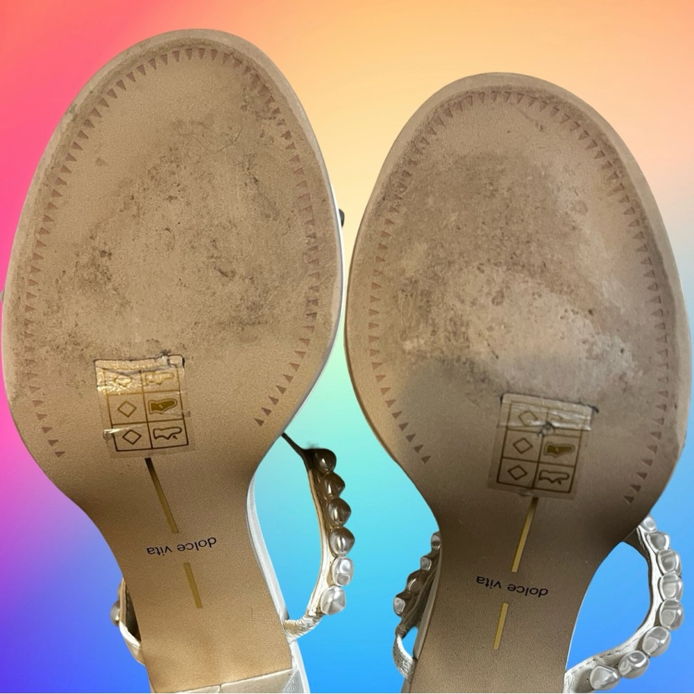 EUC DOLCE VITA BARRIT PEARL HEELS - WOMEN'S 9 - Picture 7 of 13